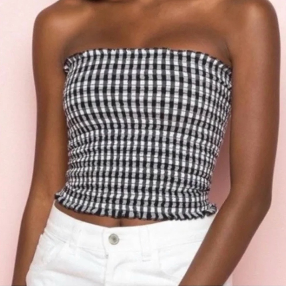 Brandy Melville/J.Galt Black and White Striped Tube Top